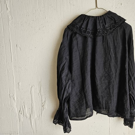 【即納】《Noir Black》Antique Lace Blouse アンティークレースブラウス gauze