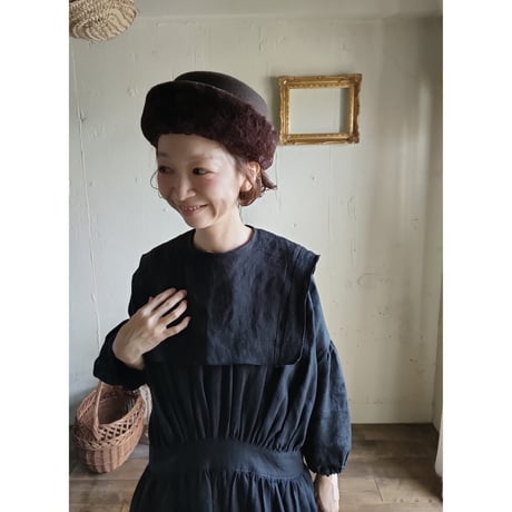 【Dark Black】Antique wash Linen collar 柔らかなアンティークウォッシュリネンのつけ襟 リネンつけ襟 アンティーク加工リネン生地 つけ衿
