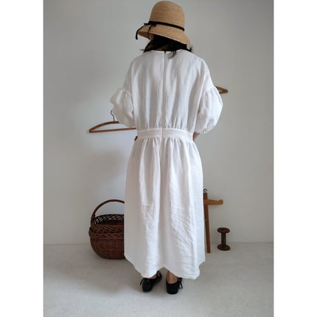 【Ash lavender】アッシュラベンダー フレンチリネンギャザーワンピース French linen Gather Onepiece リネンワンピース ナチュラルワンピース フレンチリネン