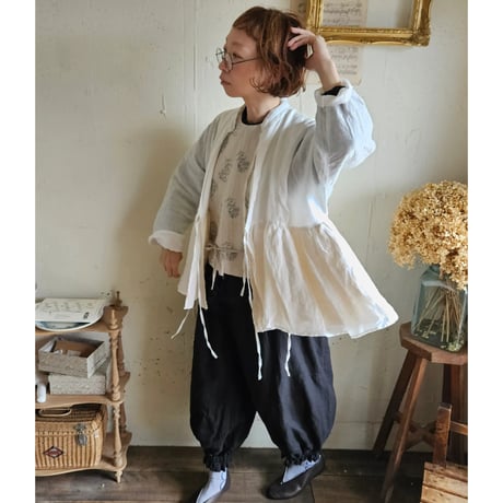 【即納】《送料無料》リネンカシュクールジャケット　Linen cachecoeur Jacket