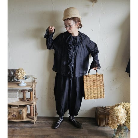 【即納】《Noir Black》Antique Lace Blouse アンティークレースブラウス gauze