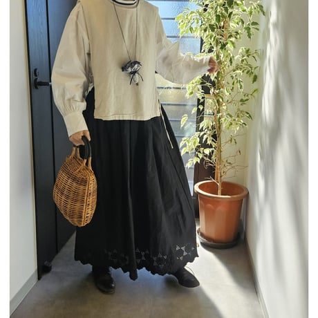 【即納】MAT BLACK アンティークスカラップレース ギャザースカート Antique scallopded race gather skirt
