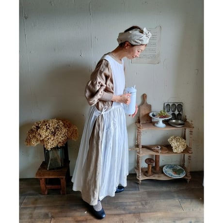 【Ecru Beige】Antique wash Linen cafe Tavern アンティークウォッシュリネンターバン リネンターバン カフェターバン