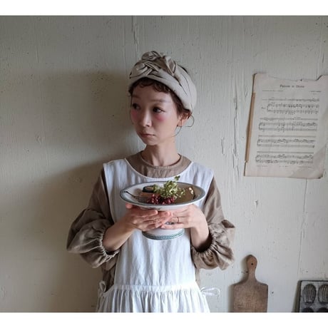 【Ecru Beige】Antique wash Linen cafe Tavern アンティークウォッシュリネンターバン リネンターバン カフェターバン