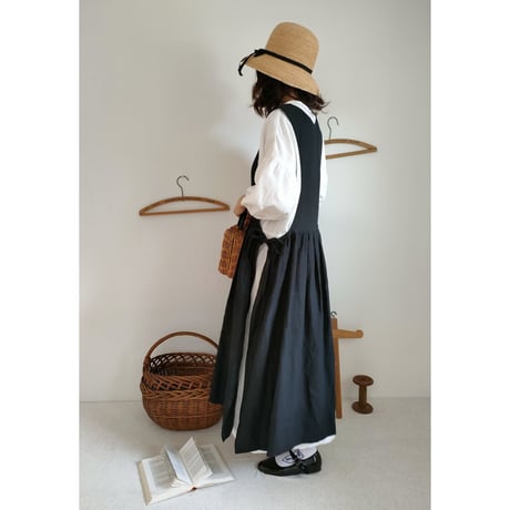 【Ash lavender】アッシュラベンダー フレンチリネンギャザーワンピース French linen Gather Onepiece リネンワンピース ナチュラルワンピース フレンチリネン