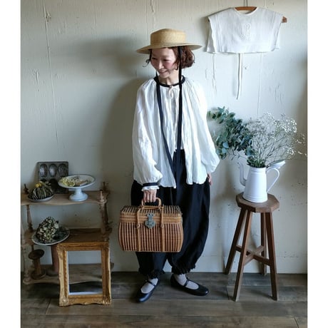 【即納】bicolor 2way gather Antique Blouse バイカラー 2way ギャザーアンティークブラウス #gauze