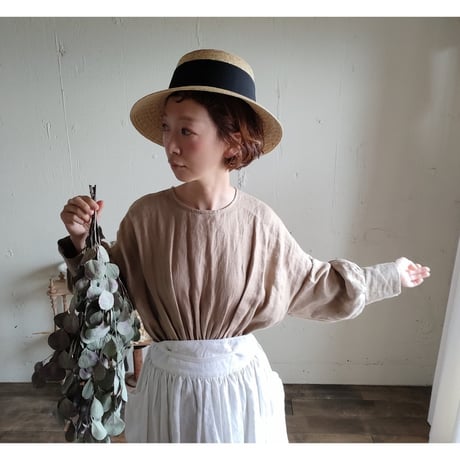 《即納》サンプル品特別価格【caramel Beige】キャラメルベージュ French Linen Ayaori Gather onepiece アヤオリギャザーワンピース