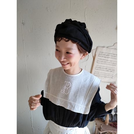 【Dark Black】Antique wash Linen cafe Tavern アンティークウォッシュリネンターバン リネンターバン カフェターバン