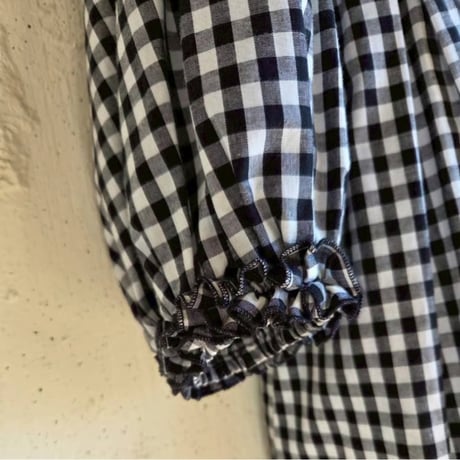 【即納】ギンガムエミリーワンピース　《黒×白》　gingham emilyone-piece　black×white