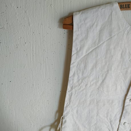【Ecru White】くるみボタンのコットンリネン 2wayジレベスト COTTON LINEN 2way Gilet 前後着ベスト リネンベスト ジレ