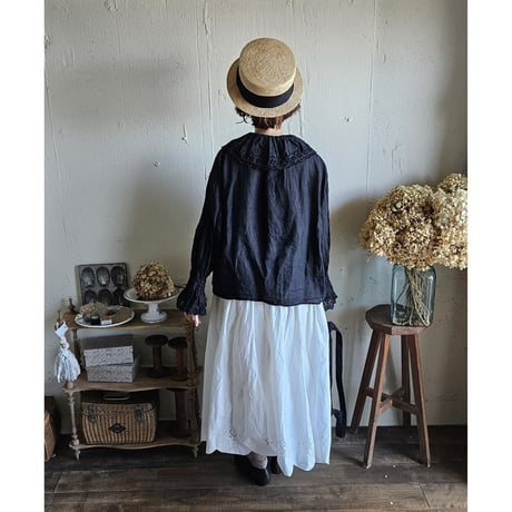 【即納】《Noir Black》Antique Lace Blouse アンティークレースブラウス gauze