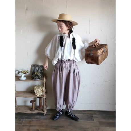 Antique doll Drawers pants【Antique pink】アンティークドールドロワーズパンツ フレンチリネンドロワーズパンツ ギャザーフリルパンツ