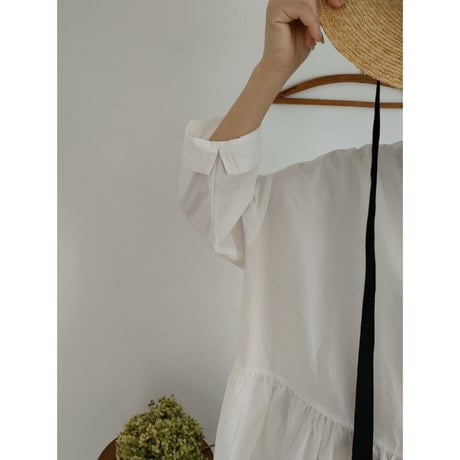 【Gingham check】modernist switching gather Onepiece コットンワンピース Aライン ギャザーワンピース ガーゼ gauze#