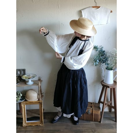 【即納】bicolor 2way gather Antique Blouse バイカラー 2way ギャザーアンティークブラウス #gauze