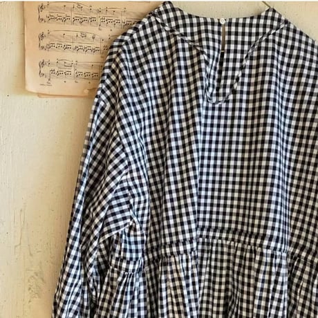 【即納】ギンガムエミリーワンピース　《黒×白》　gingham emilyone-piece　black×white