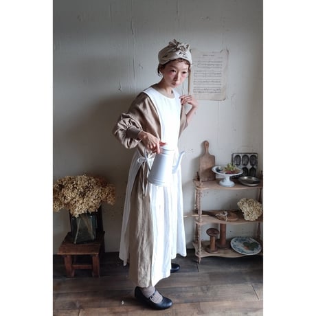 【Ecru Beige】Antique wash Linen cafe Tavern アンティークウォッシュリネンターバン リネンターバン カフェターバン