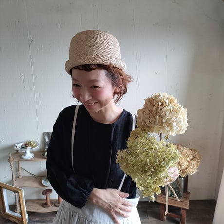 【即納】 Ｌ＆Ｈ まんまるトーク帽 バオハット ハンドメイド帽子 麦わら帽子 作家ハンドメイド帽子 ポイズエ ポイゼ