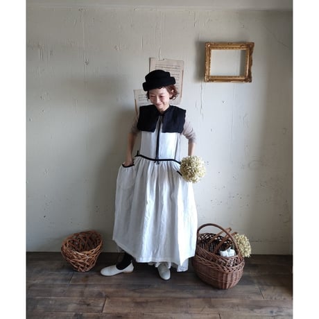 【Dark Black】Antique wash Linen collar 柔らかなアンティークウォッシュリネンのつけ襟 リネンつけ襟 アンティーク加工リネン生地 つけ衿