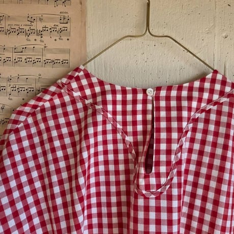 【即納】ギンガムエミリーワンピース　《赤×白》　gingham emily one-piece  led×white