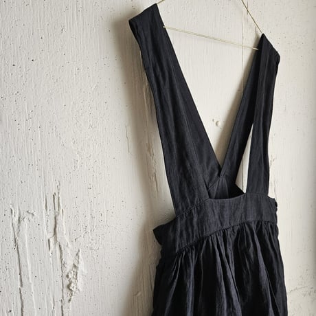 【即納】《ANTIQUE Black》Curios linen suspender skirt gauze# サスペンダースカート