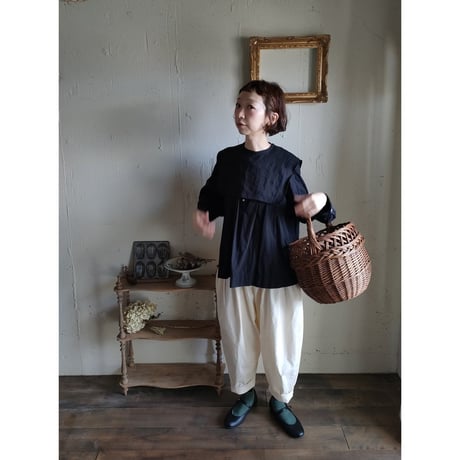 【Dark Black】Antique wash Linen collar 柔らかなアンティークウォッシュリネンのつけ襟 リネンつけ襟 アンティーク加工リネン生地 つけ衿