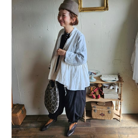 【即納】《送料無料》リネンカシュクールジャケット　Linen cachecoeur Jacket