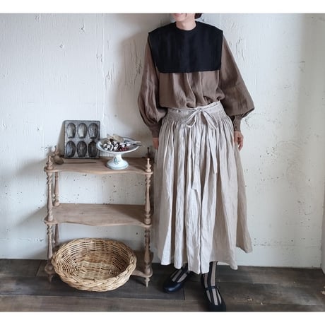 【Dark Black】Antique wash Linen collar 柔らかなアンティークウォッシュリネンのつけ襟 リネンつけ襟 アンティーク加工リネン生地 つけ衿