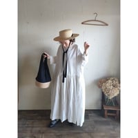 【Mat White】modernist switching gather Onepiece コットンワンピース Aライン ギャザーワンピース ガーゼ gauze#