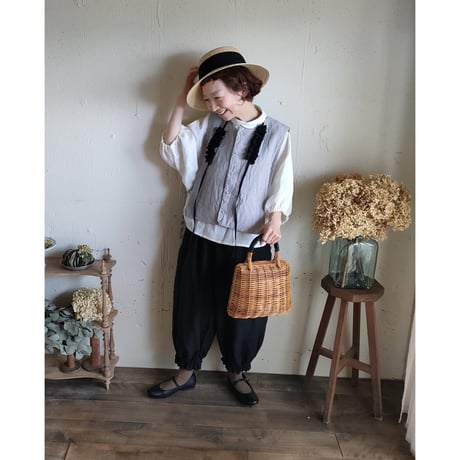 送料無料◆Natural Straw Hat Black Ribbon ナチュラル麦わら帽子 カンカン帽 ストローハット