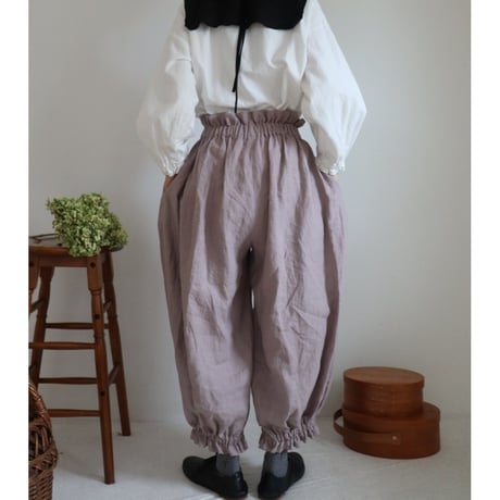 Antique doll Drawers pants【Antique pink】アンティークドールドロワーズパンツ フレンチリネンドロワーズパンツ ギャザーフリルパンツ