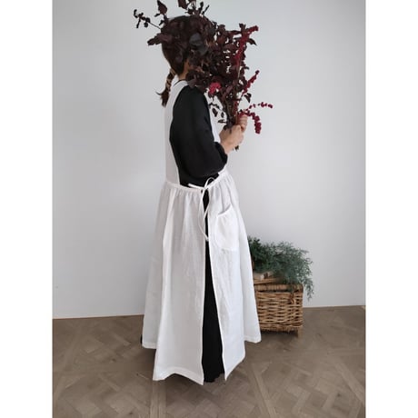 【white】エプロンワンピ着丈＋５cmのご購入は、こちらから♪フレンチリネン エプロンワンピース フレンチリネンワンピース リネンエプロンワンピース