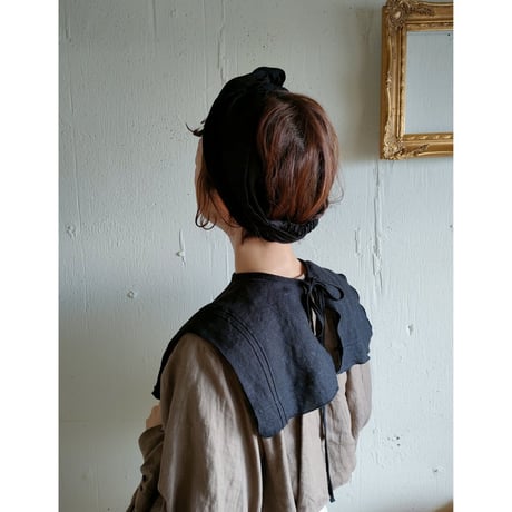 【Dark Black】Antique wash Linen cafe Tavern アンティークウォッシュリネンターバン リネンターバン カフェターバン
