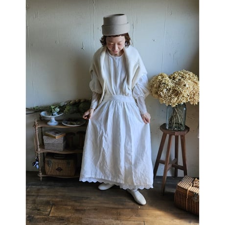 【即納】MAT WHITE アンティークスカラップレース ギャザースカート Antique scallopded race gather skirt