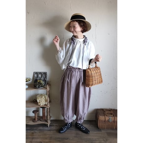 Antique doll Drawers pants【Antique pink】アンティークドールドロワーズパンツ フレンチリネンドロワーズパンツ ギャザーフリルパンツ