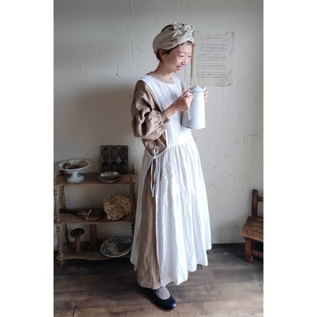 【Ecru Beige】Antique wash Linen cafe Tavern アンティークウォッシュリネンターバン リネンターバン カフェターバン
