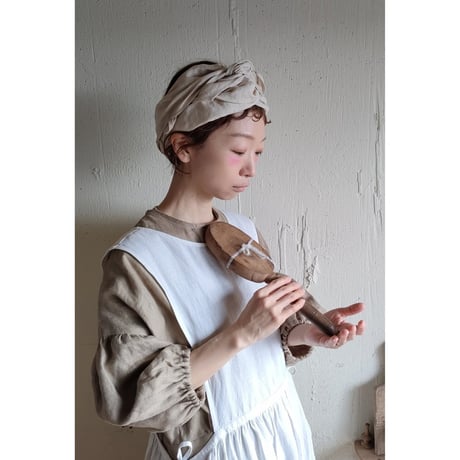【Ecru Beige】Antique wash Linen cafe Tavern アンティークウォッシュリネンターバン リネンターバン カフェターバン