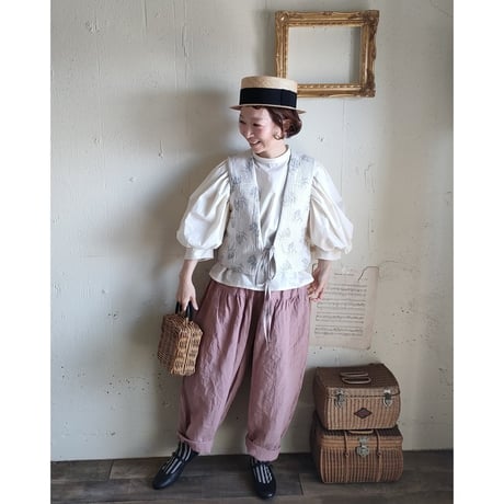 【即納品】Soleil Linen Klimt Pants 《Dusty Pink》gauze# クリムトパンツ