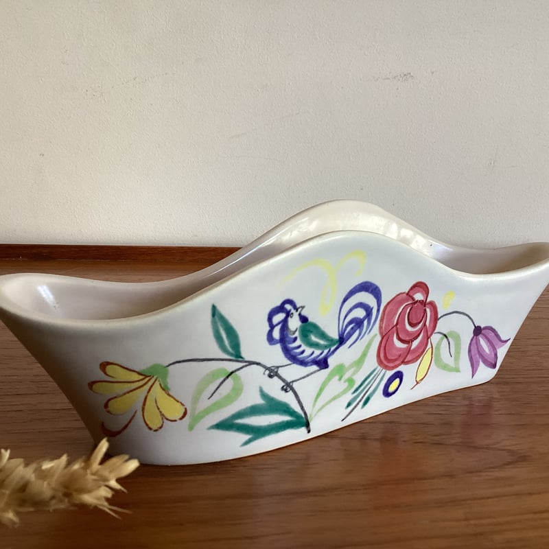 Vintage Poole pottery Wavy Half Moon Posy Vase