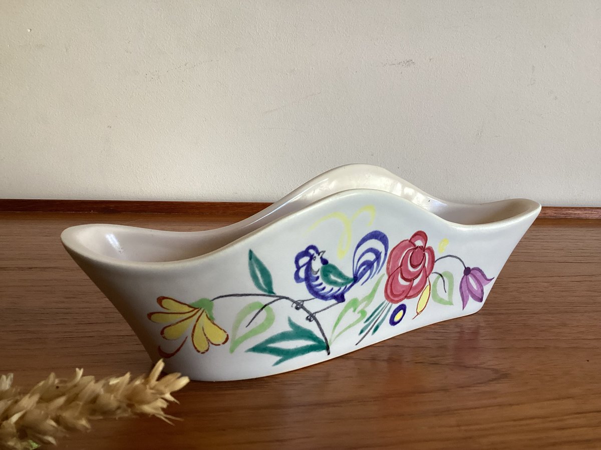 Vintage Poole pottery Wavy Half Moon Posy Vase