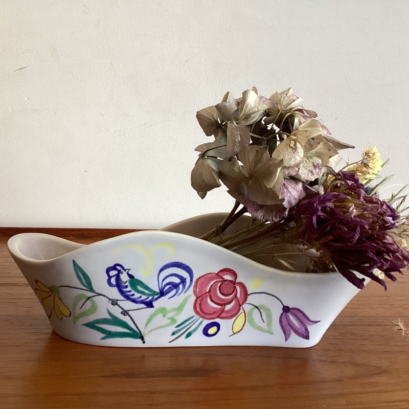 Vintage Poole pottery Wavy Half Moon Posy Vase