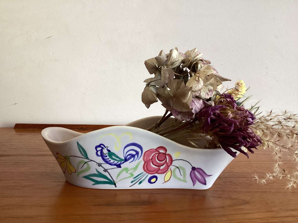 Vintage Poole pottery Wavy Half Moon Posy Vase