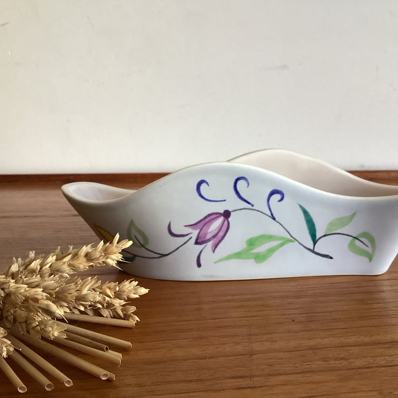 Vintage Poole pottery Wavy Half Moon Posy Vase
