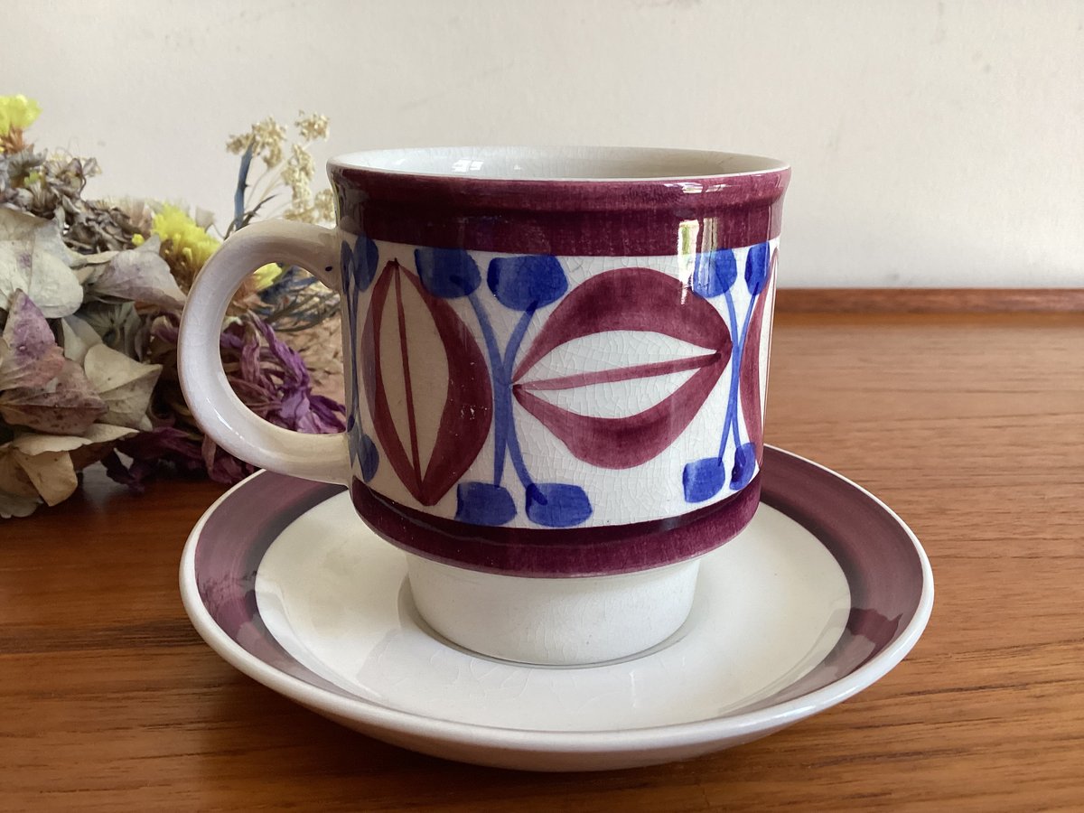 vintage Arthur Wood Handpainted Cups & Saucers/