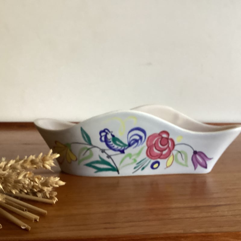 Vintage Poole pottery Wavy Half Moon Posy Vase