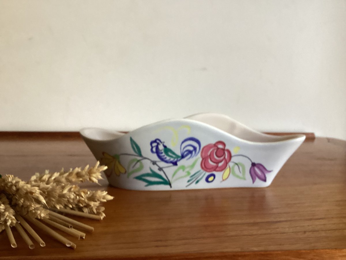 Vintage Poole pottery Wavy Half Moon Posy Vase