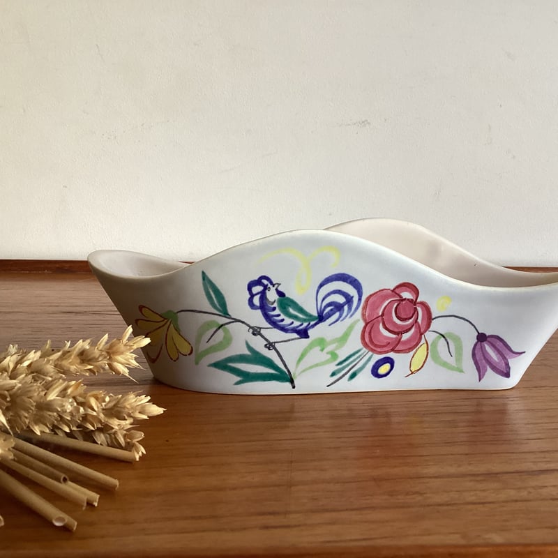 Vintage Poole pottery Wavy Half Moon Posy Vase