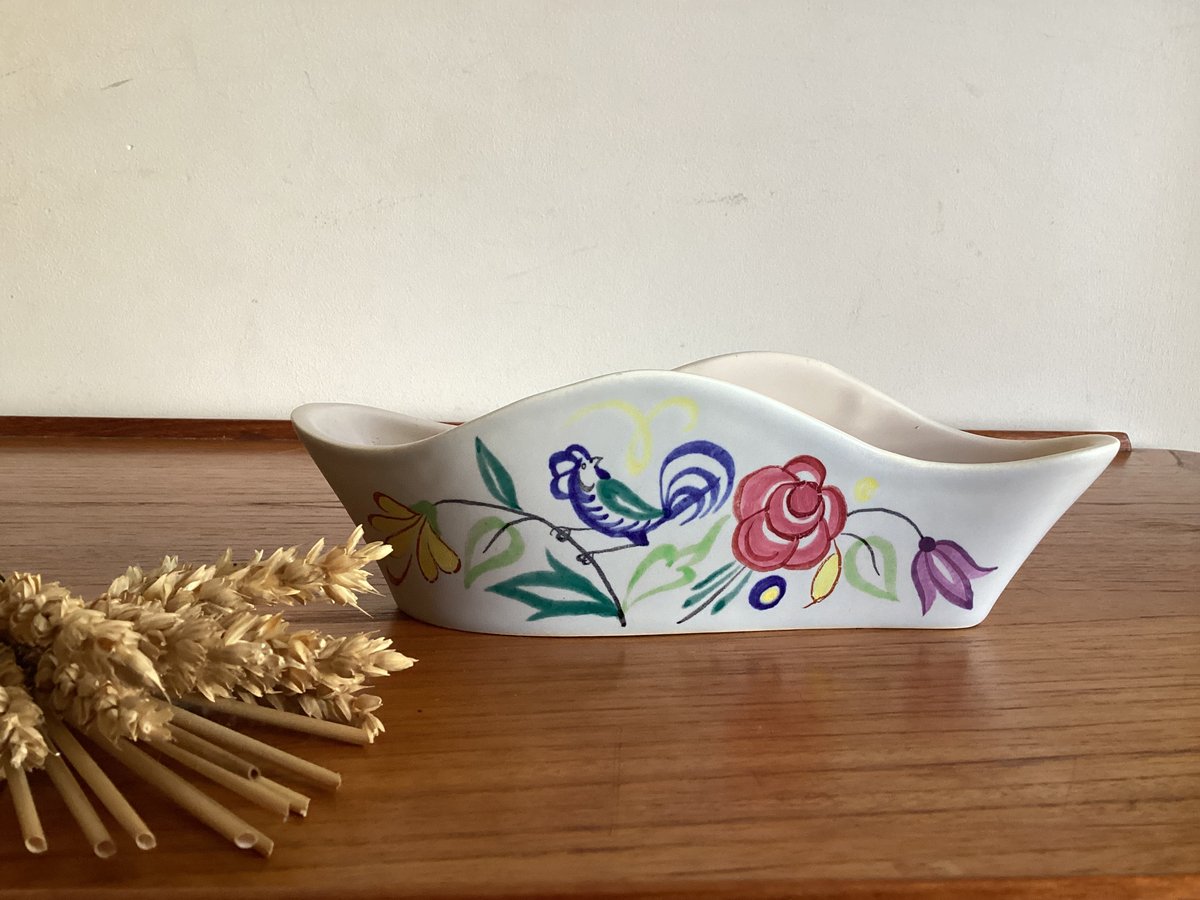ヴィンテージ品 プール・ポタリー デルフィスシリーズ 幾何学模様 花瓶 Vintage Poole pottery Wavy Half Moon Posy Vase