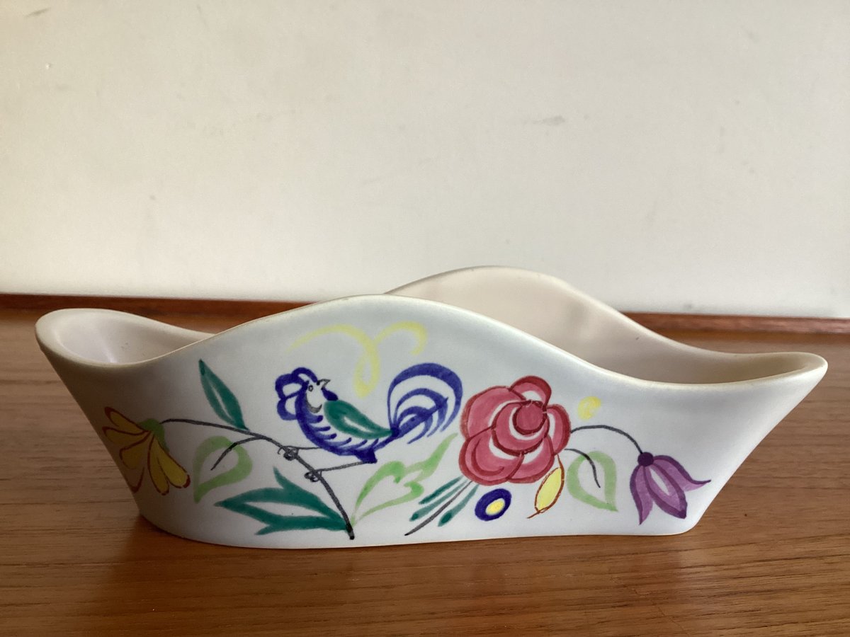 ヴィンテージ品 プール・ポタリー デルフィスシリーズ 幾何学模様 花瓶 Vintage Poole pottery Wavy Half Moon Posy Vase