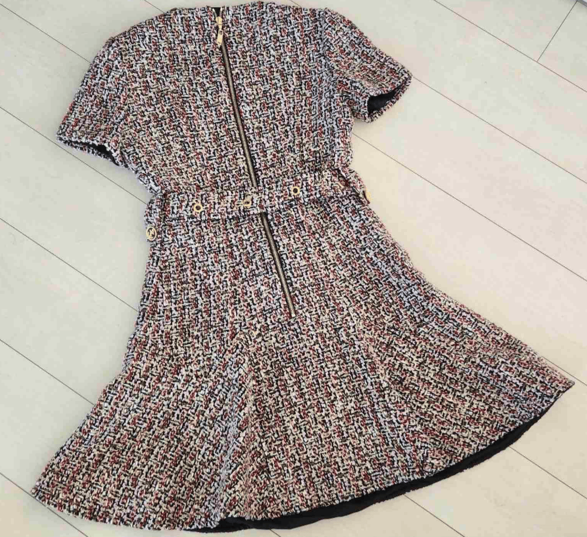 LOUIS VUITTON ルイヴィトン ベルテッド ツイード スケータードレス 