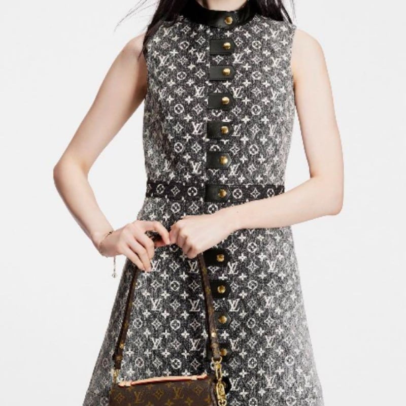 LOUIS VUITTON ルイヴィトン モノグラム デニムボタン タブドレス
